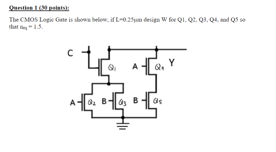 Solved The CMOS Logic Gate is shown below, if L=0.25μm | Chegg.com