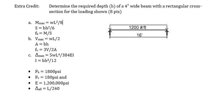 Solved Extra Credit: Determine the required depth (h) of a | Chegg.com