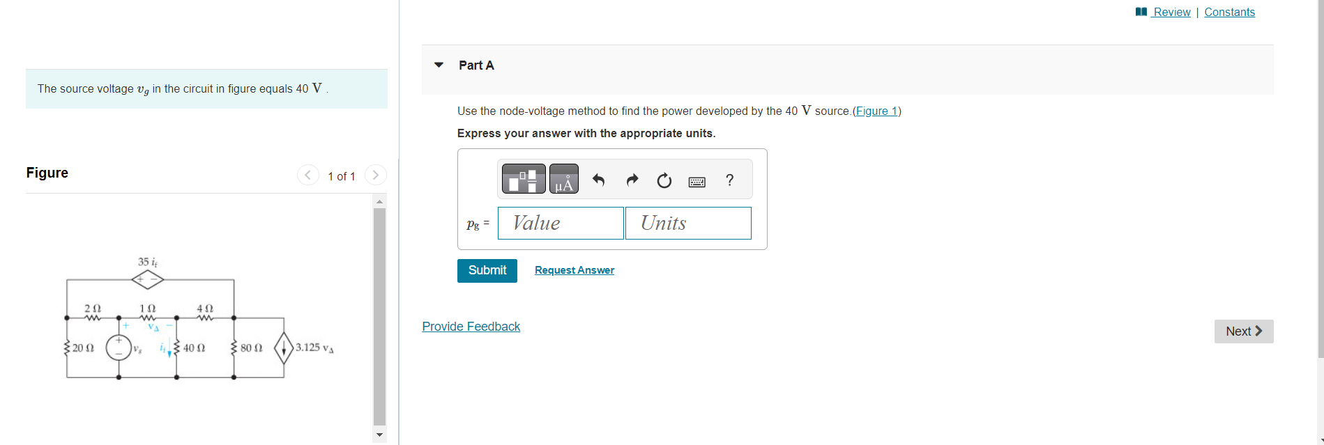 Solved The source voltage vg in the circuit in figure equals | Chegg.com