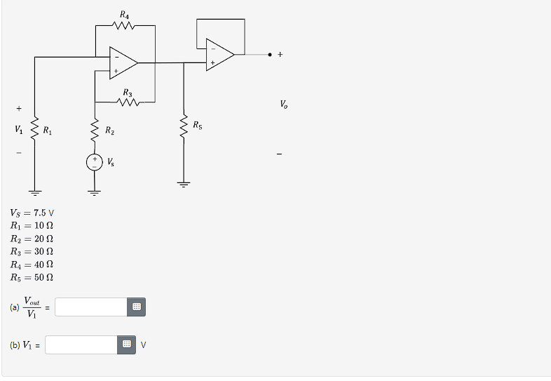 \[ \begin{array}{l} V_{S}=7.5 \mathrm{~V} \\ R_{1}=10 \Omega \\ R_{2}=20 \Omega \\ R_{3}=30 \Omega \\ R_{4}=40 \Omega \\ R_{5