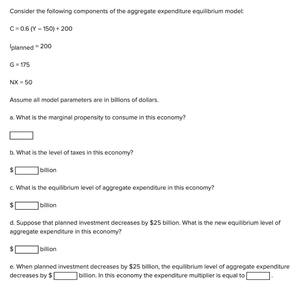 Solved Consider the following components of the aggregate | Chegg.com