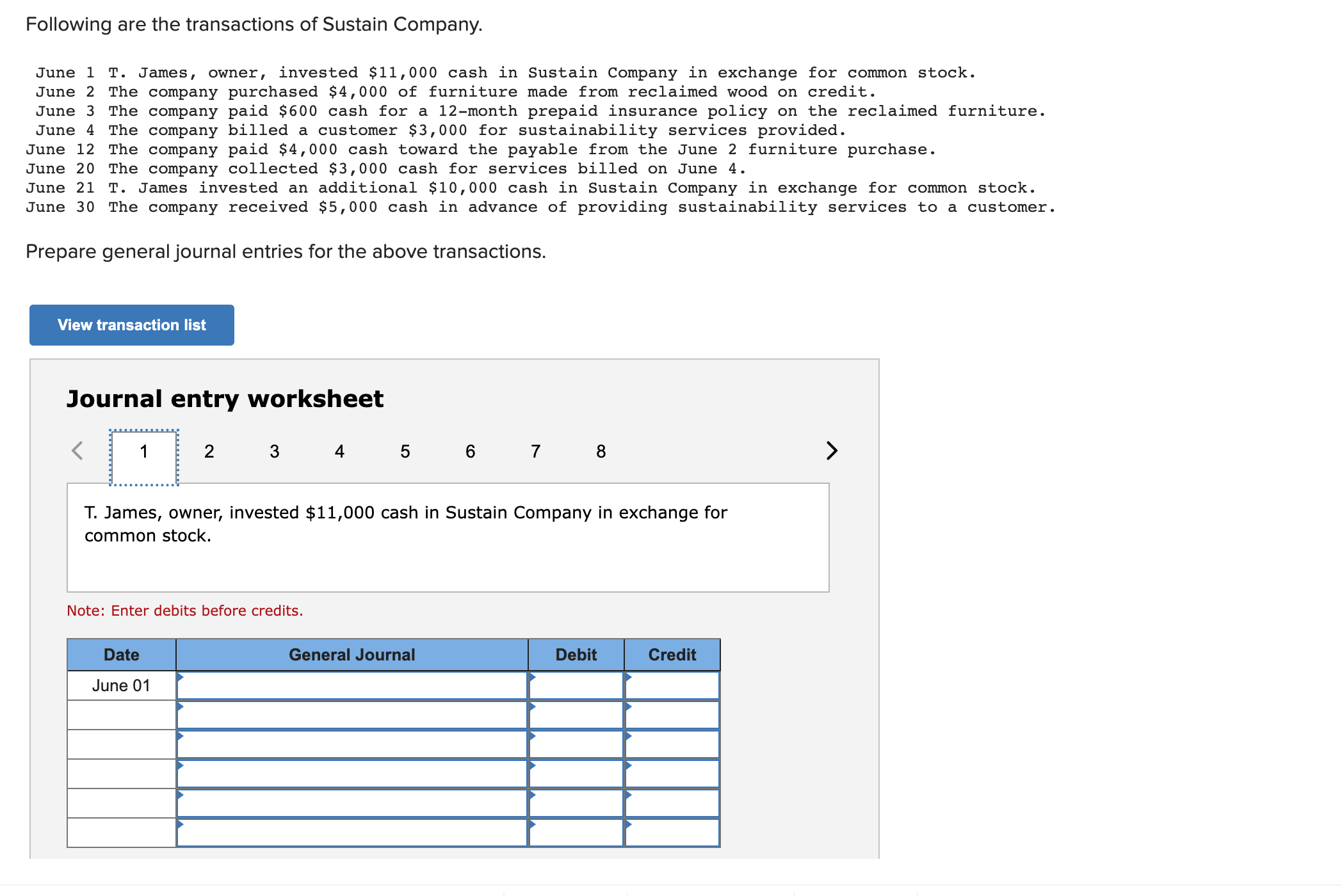 Solved Journal entry worksheet The company received $5,000 | Chegg.com