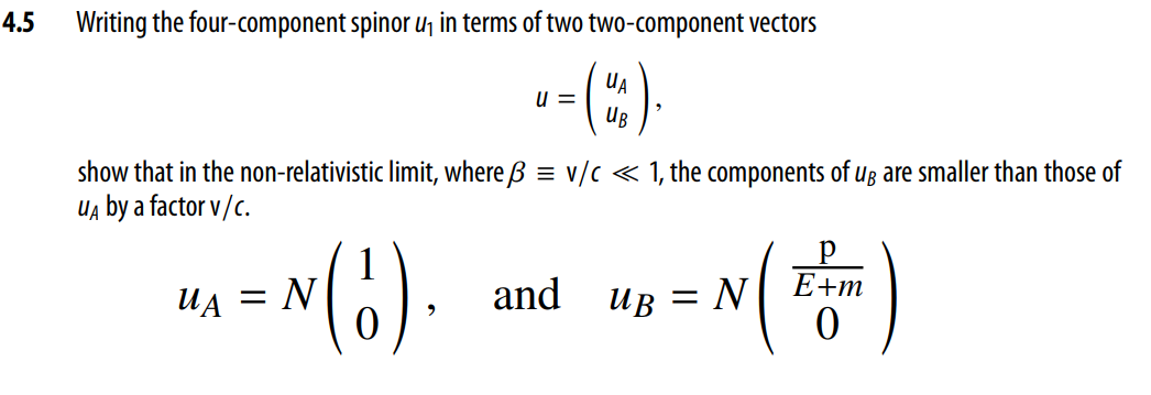 Solved 4 5 Writing The Four Component Spinor U In Terms Chegg Com