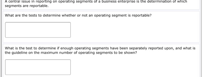 Solved A central issue in reporting on operating segments of | Chegg.com