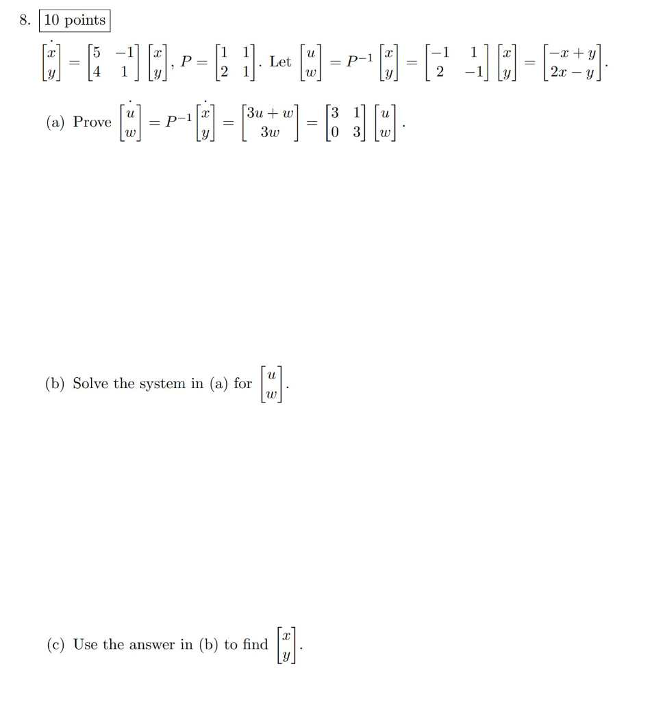 Solved 8 10 Points X Y 5 1 4 1 X Y P 1 1 2 1 Let U Chegg Com