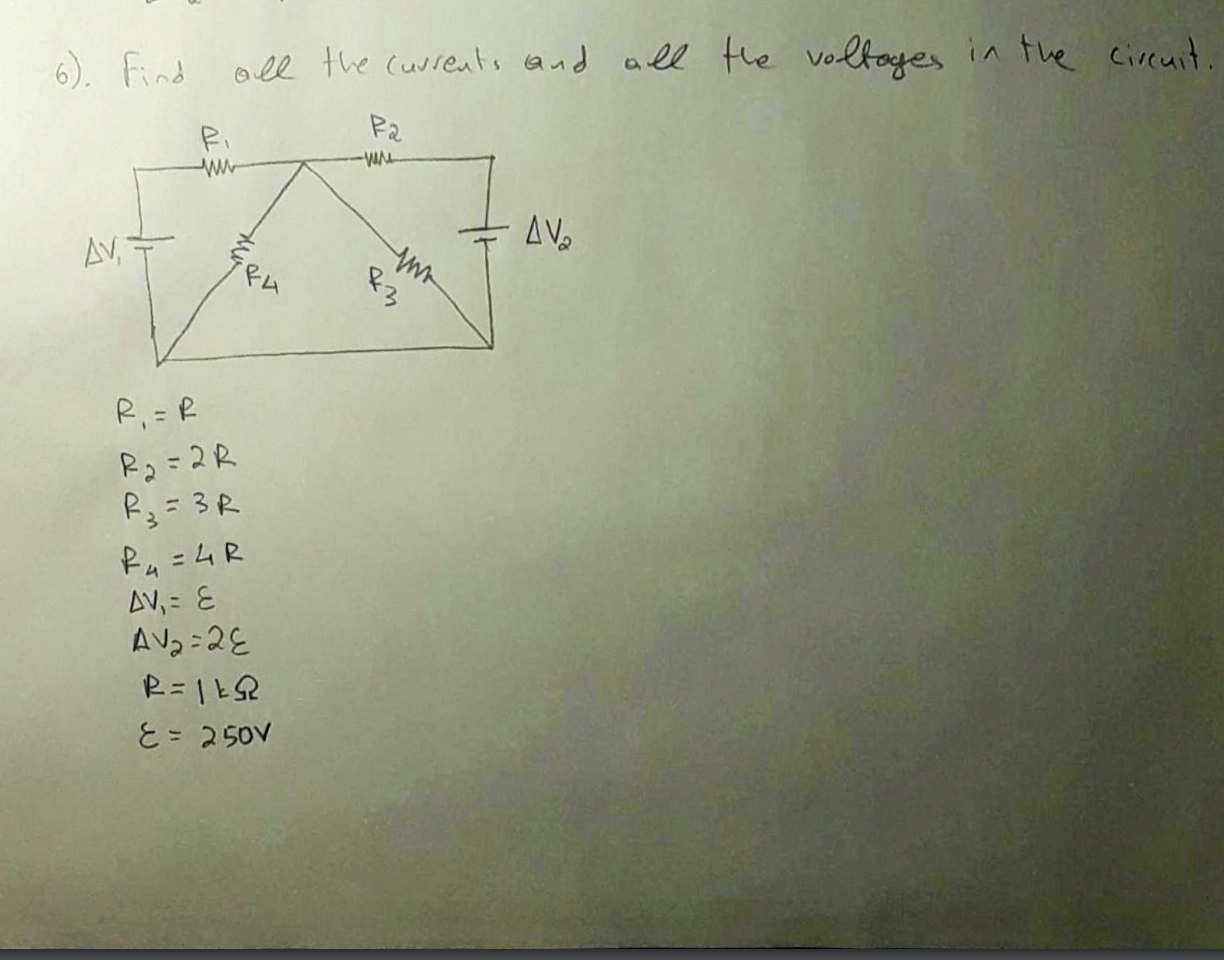 Solved 6. Find all the currents and all the voltages in the | Chegg.com