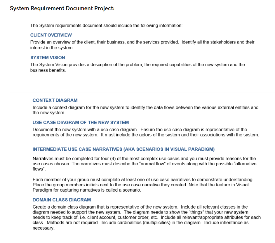 Solved m Requirement Document Project: The System | Chegg.com