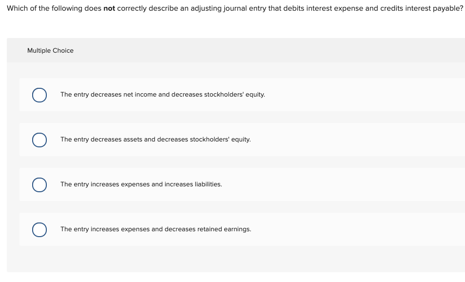 Solved Which of the following does not correctly describe an | Chegg.com