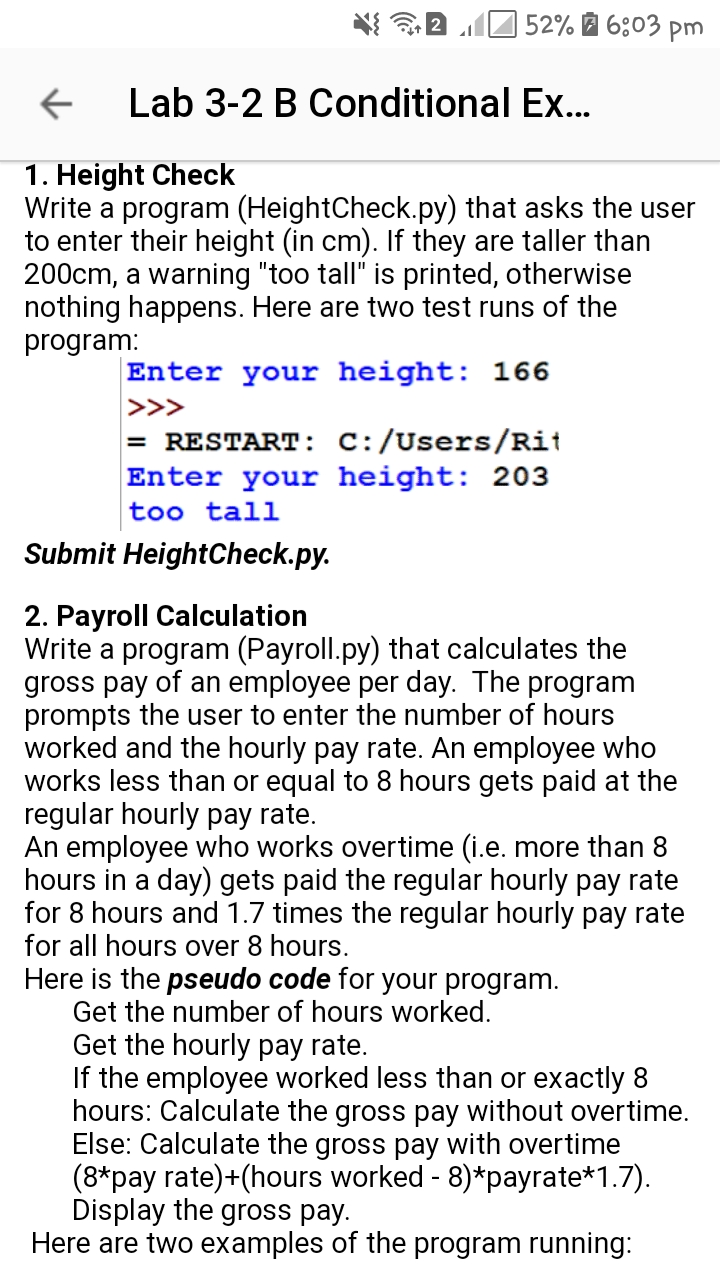 52 6 03 Pm F Lab 3 2 B Conditional Ex 1 Height Chegg Com