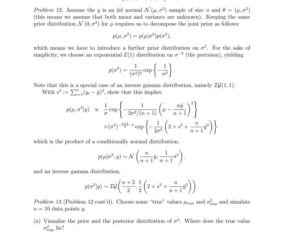 Problem 12. Assume the y is an iid normal N(μ,σ2) | Chegg.com