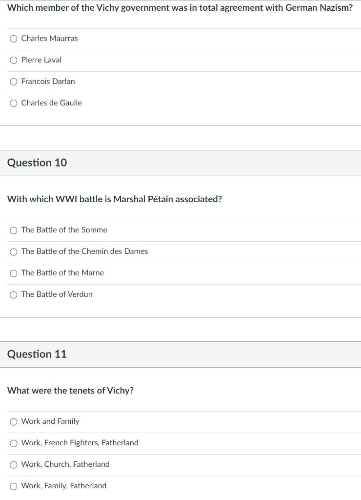Solved Question 4 Which constituencies supported Vichy? O o | Chegg.com