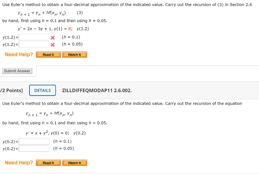 Solved Use Euler's Method To Obtain A Four-decimal | Chegg.com