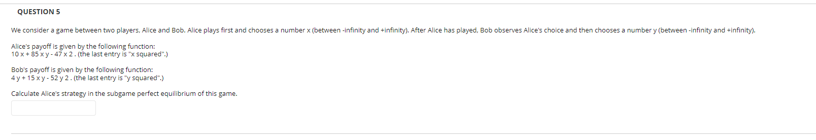 Solved QUESTION 5 We consider a game between two players, | Chegg.com