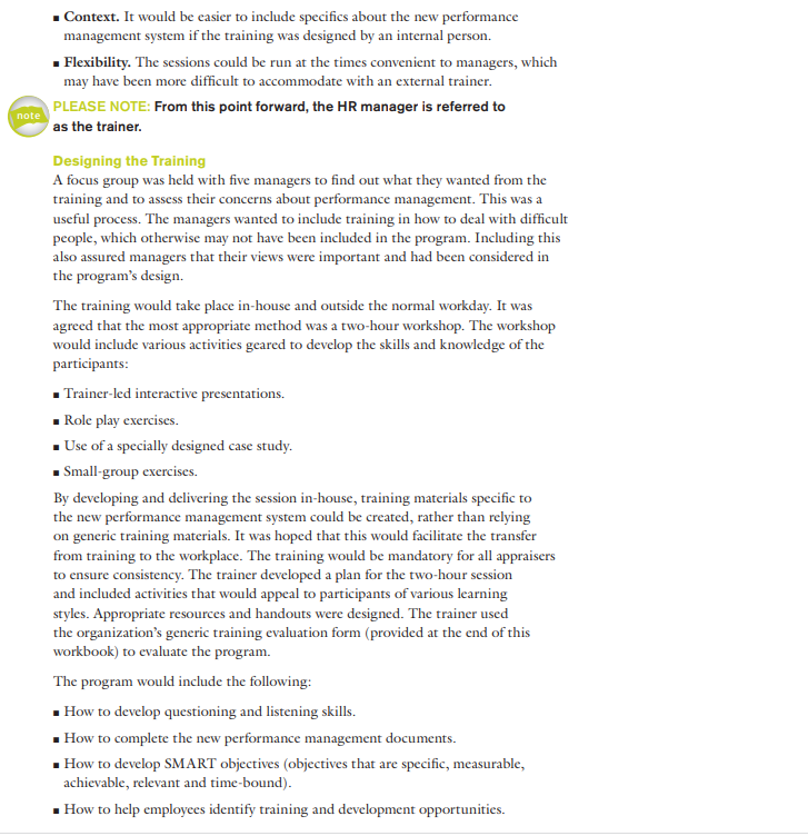 training and development case study with answer