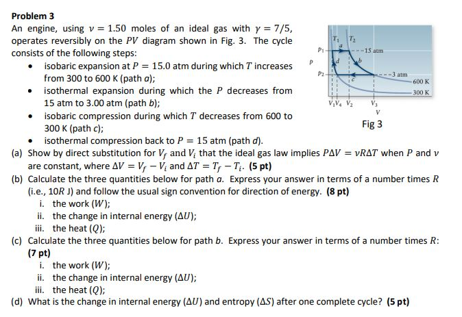 Solved T: T2 P1 -15 atm 15 P d P2 - ! I ic 600 K 300 K V, V | Chegg.com