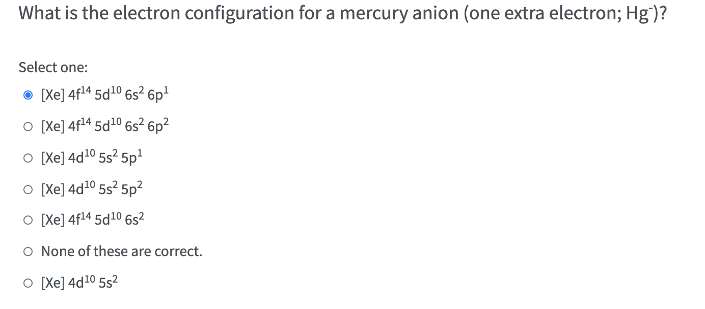 mercury electron configuration