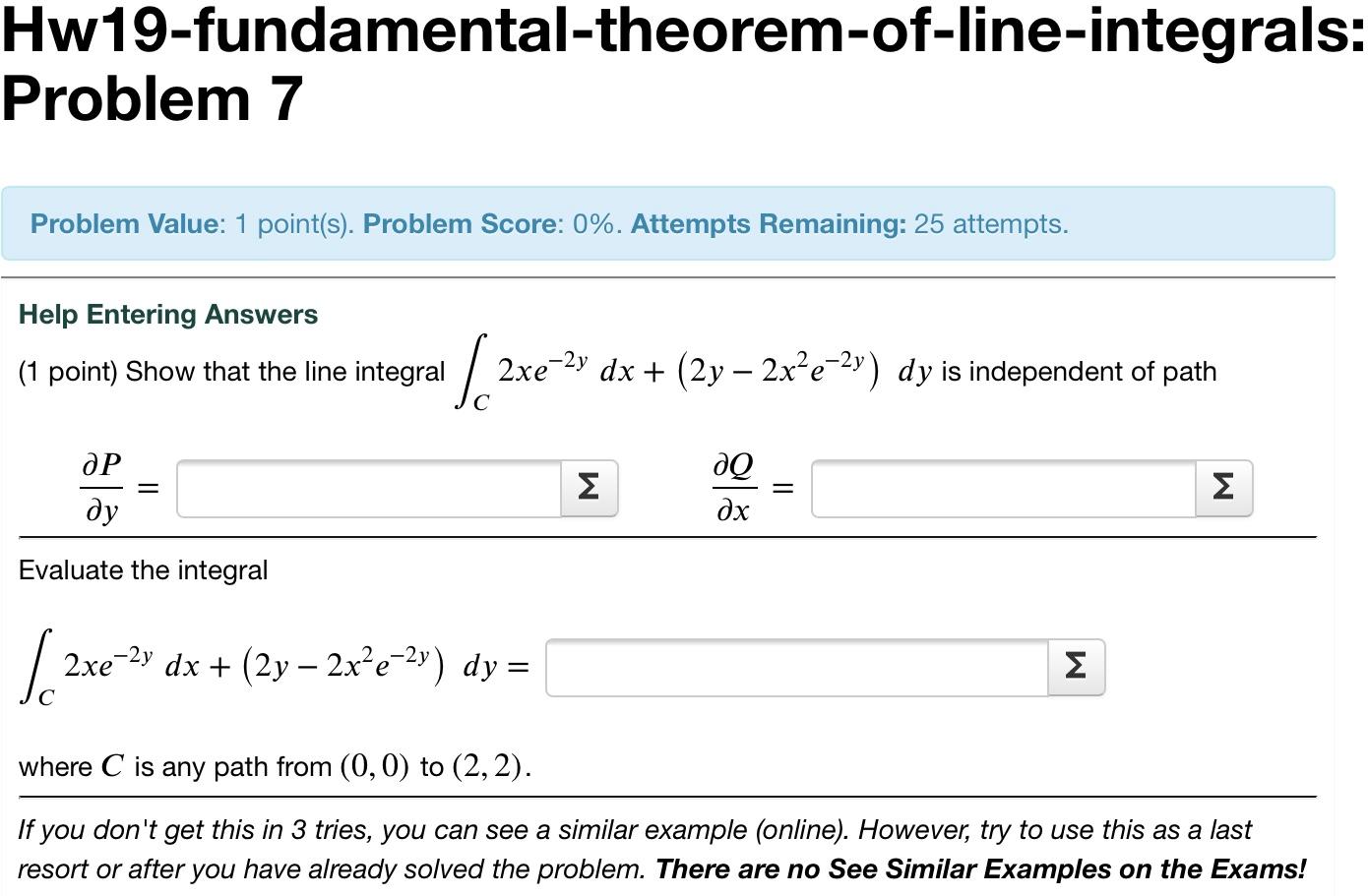 Solved Hw19 Fundamental Theorem Of Line Integrals Problem 7 7710