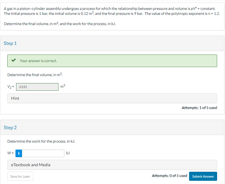 Solved A gas in a piston-cylinder assembly undergoes a | Chegg.com 