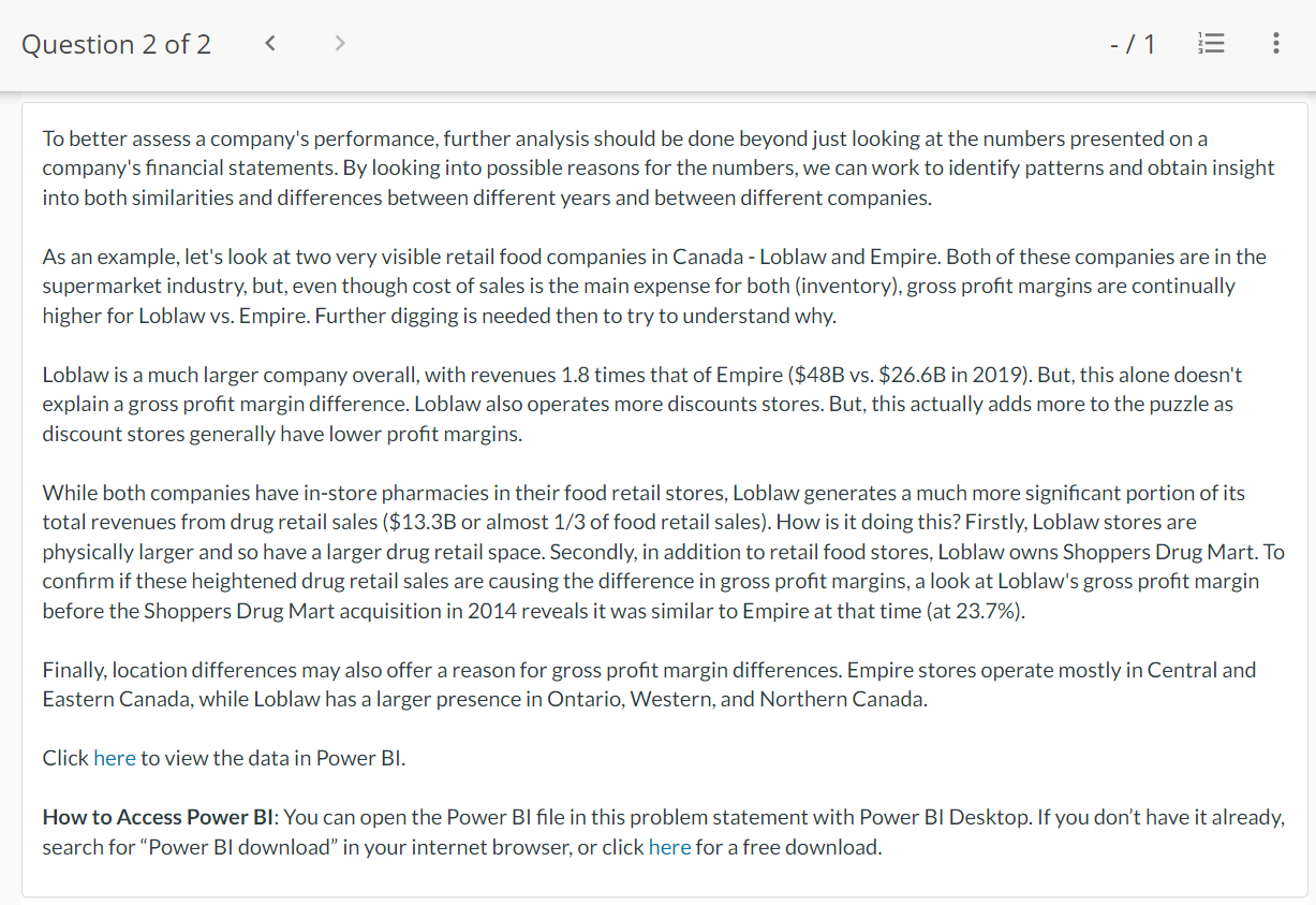 Solved To better assess a company's performance, further