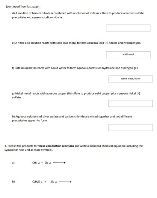 Solved 1. Balance the following chemical equations. The | Chegg.com