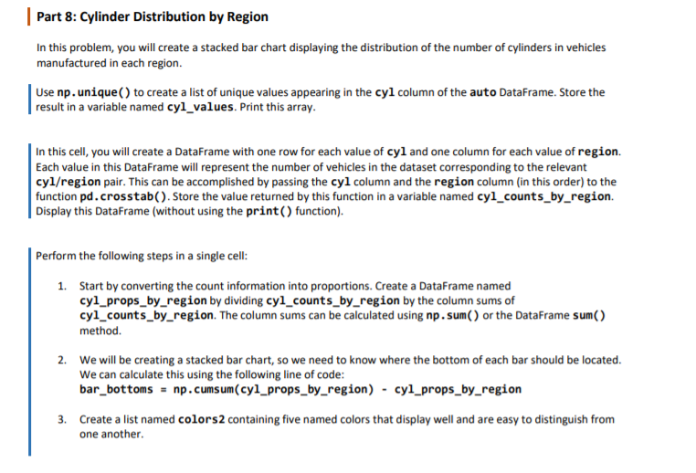 Part 8: Cylinder Distribution by Region In this | Chegg.com