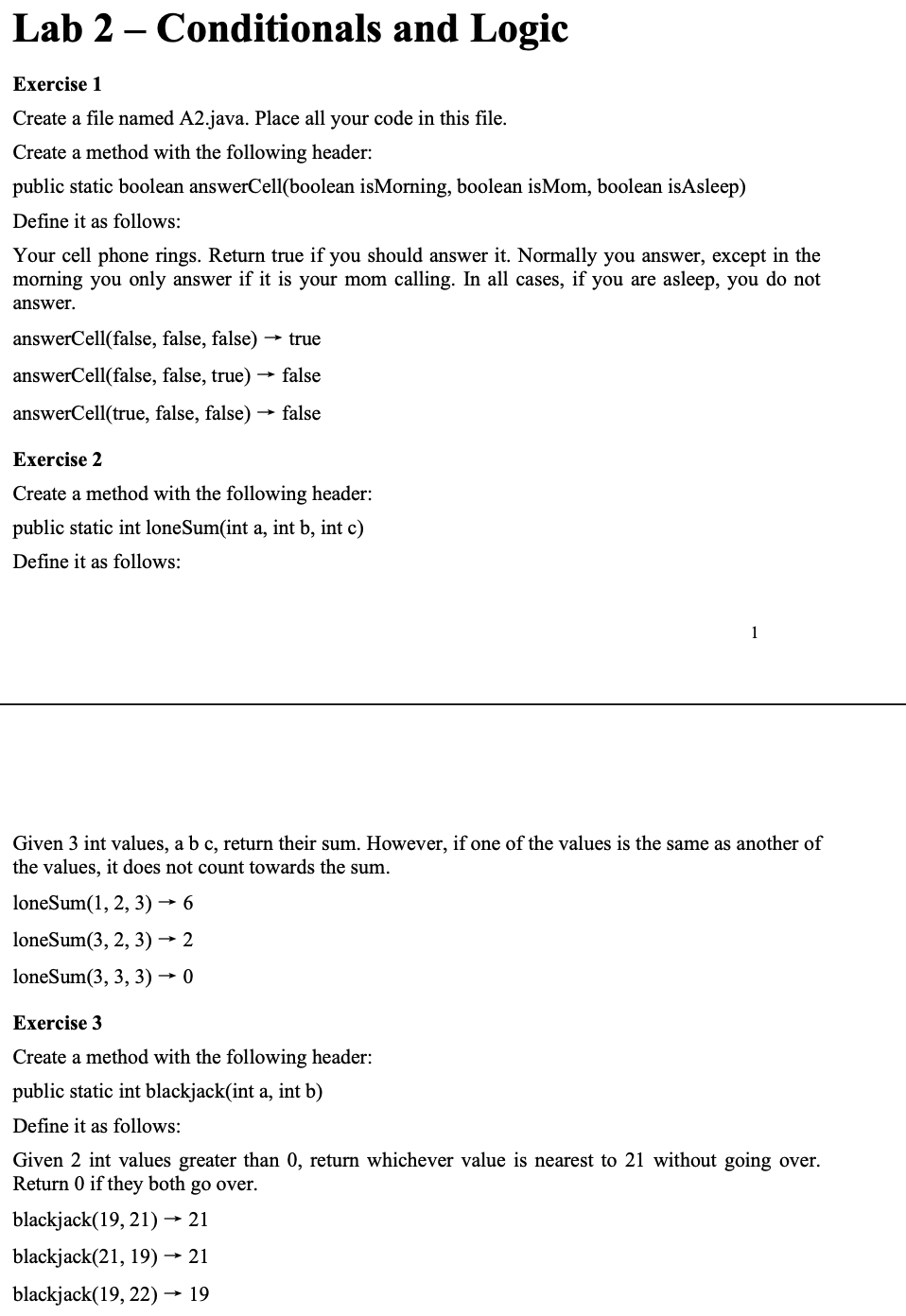 Solved Lab 2 - Conditionals and Logic Exercise 1 Create a | Chegg.com