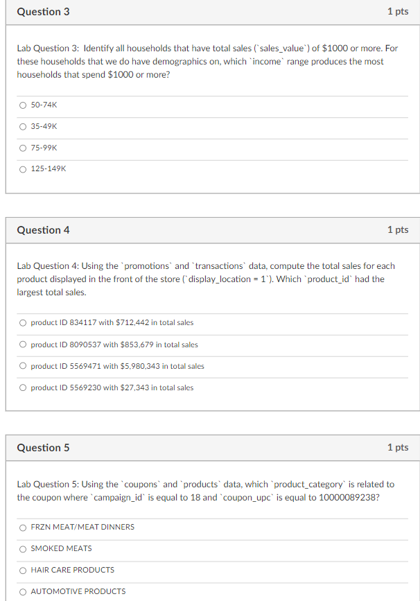 Solved Lab Question 1 Using the 'transactions' and