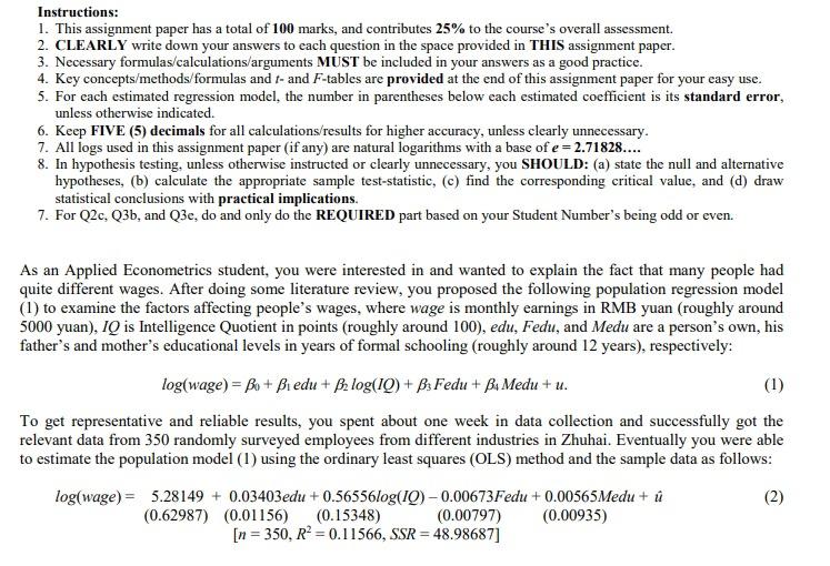 Solved Instructions: 1. This assignment paper has a total of | Chegg.com