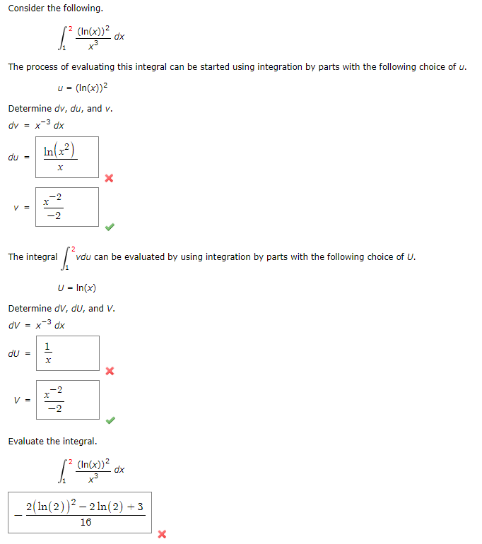 Solved Consider The Following ∫12x3lnx2dx The Process 9831