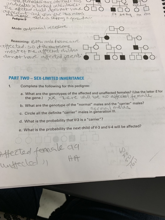 LABORATORY MANUAL 126 Pedigree C Mode de