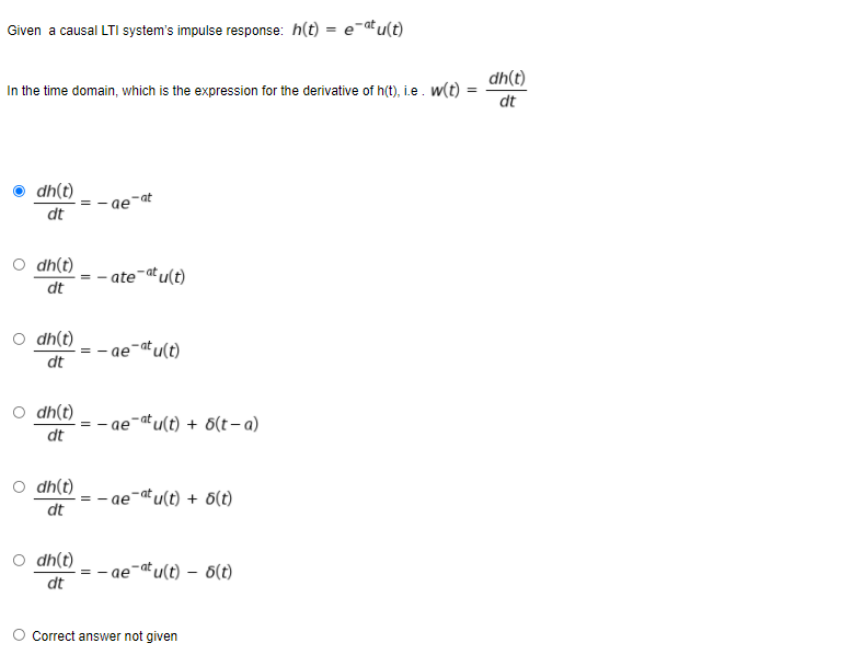 Given A Causal Lti System S Impulse Response H T Chegg Com