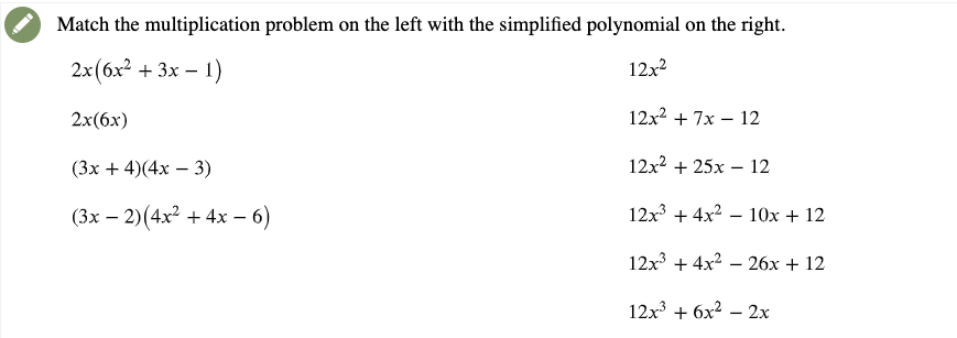 Solved match the multiplication problem on the left with the | Chegg.com