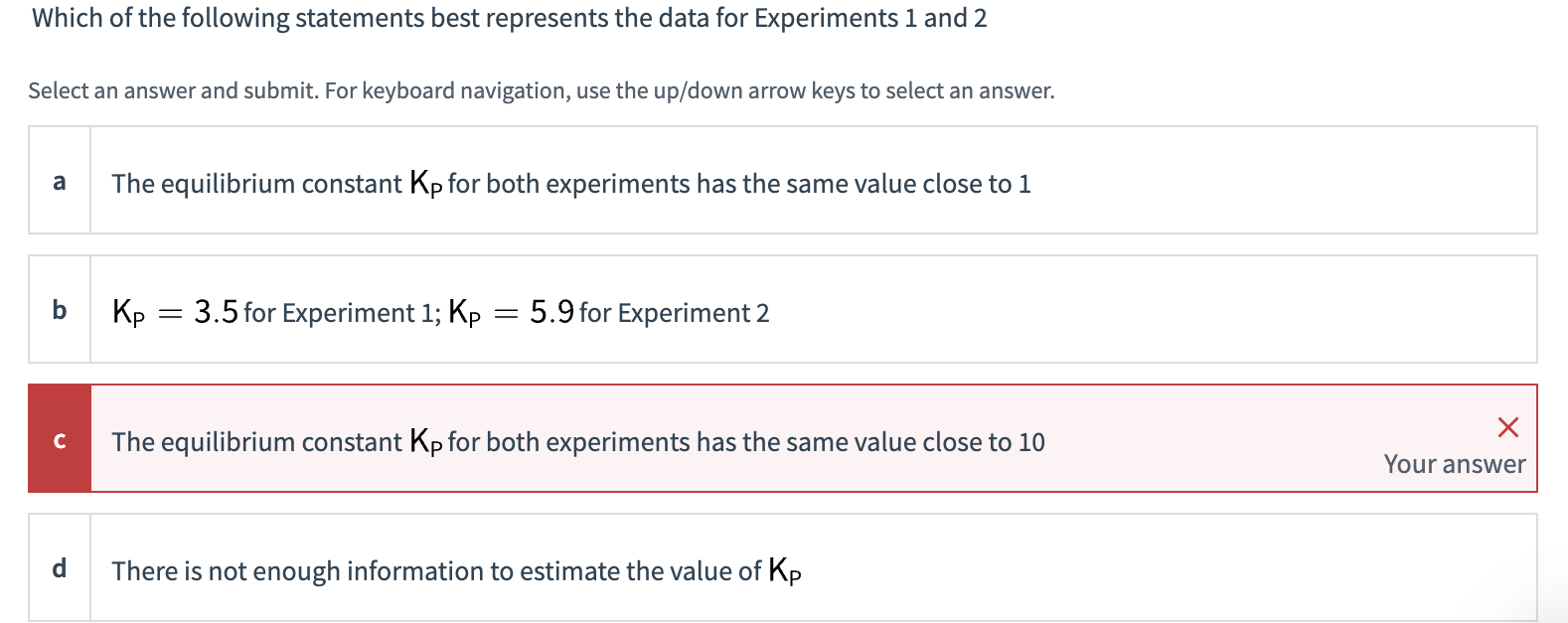Solved Results from experiments carried out using different | Chegg.com