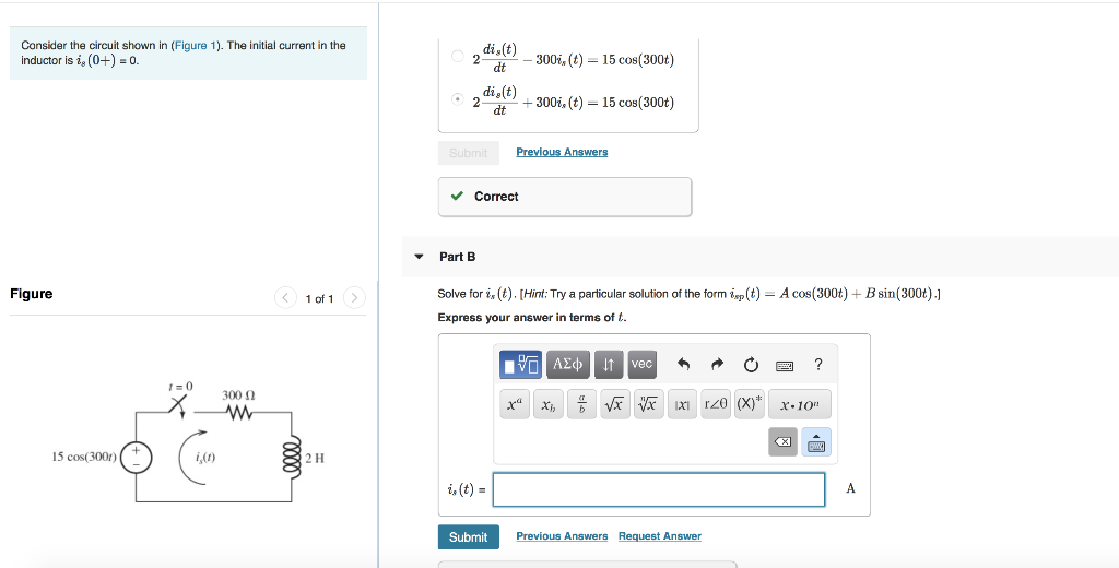 Solved Consider the circuit shown in (Figure 1). The initial | Chegg.com