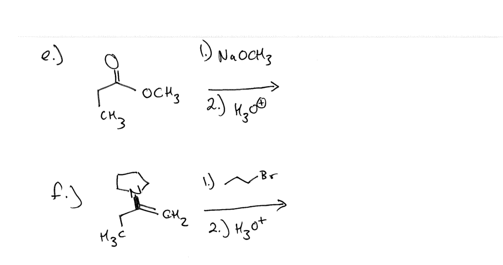 Solved е.) 1. NaOCH? Осиз 2) кв ) сиз Ko8 1.) ~ Br Г.) Х GH₂ | Chegg.com