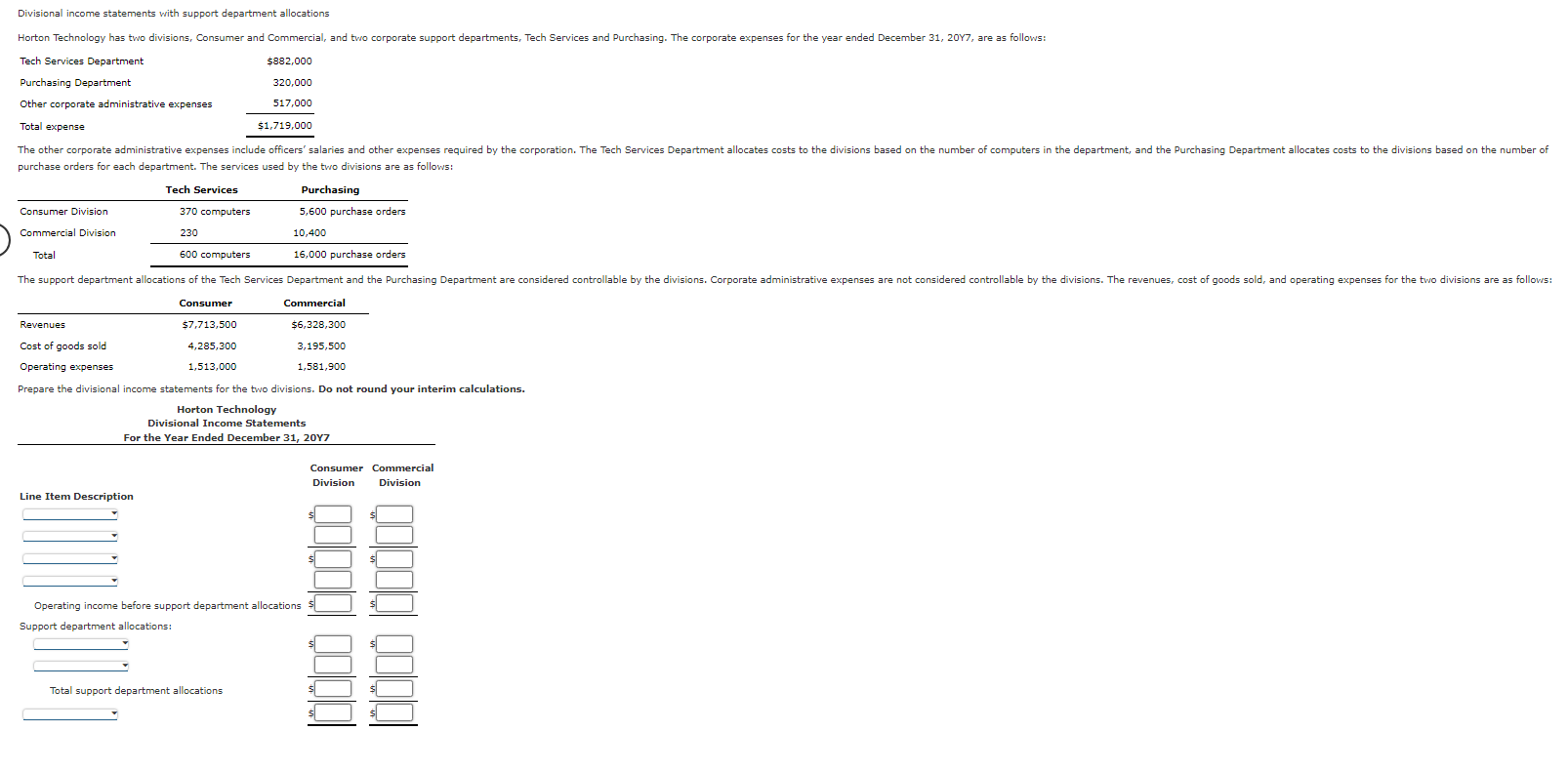 Solved Divisional income statements with support department | Chegg.com