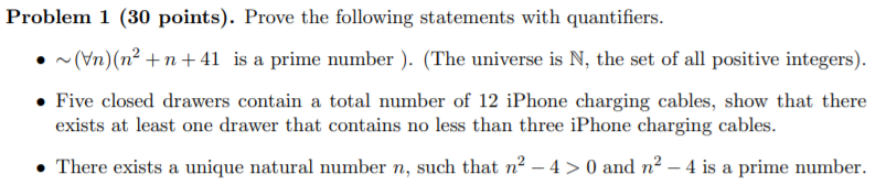 Solved Problem 1 (30 points). Prove the following statements | Chegg.com
