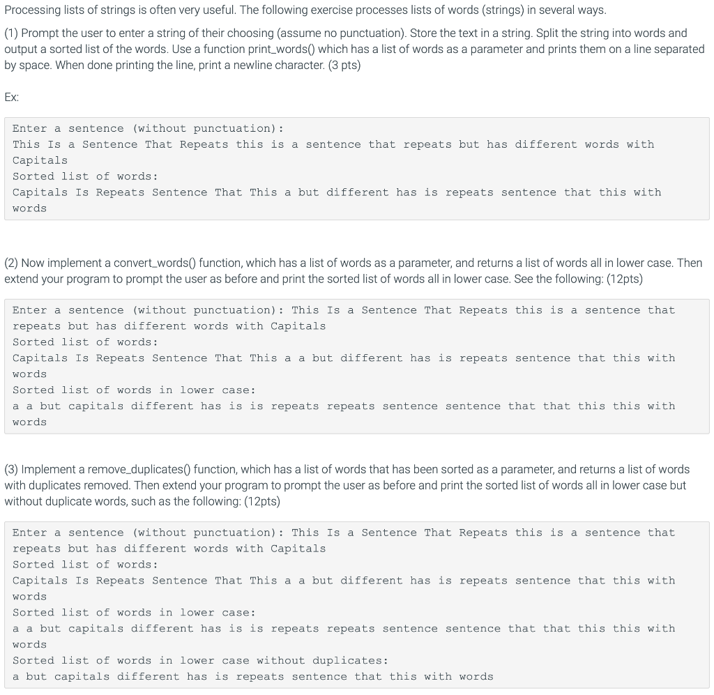 Solved Processing lists of strings is often very useful. The | Chegg.com