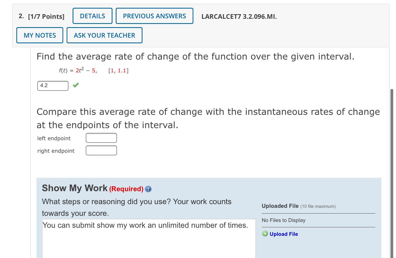 Solved 2. [1/7 Points] DETAILS PREVIOUS ANSWERS LARCALCET7 | Chegg.com