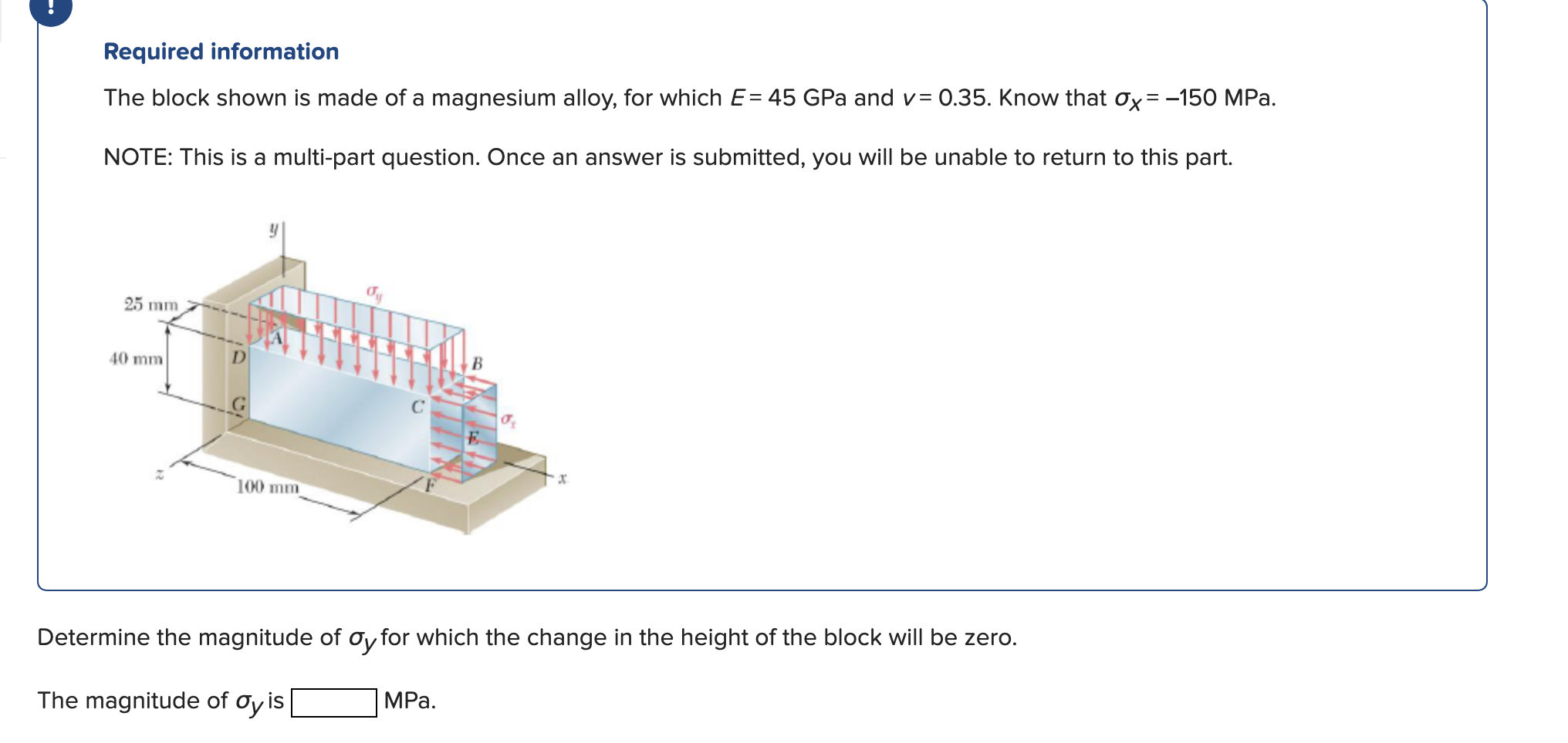 Solved Required information The block shown is made of a | Chegg.com
