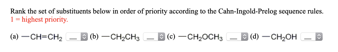 Solved Rank the set of substituents below in order of | Chegg.com