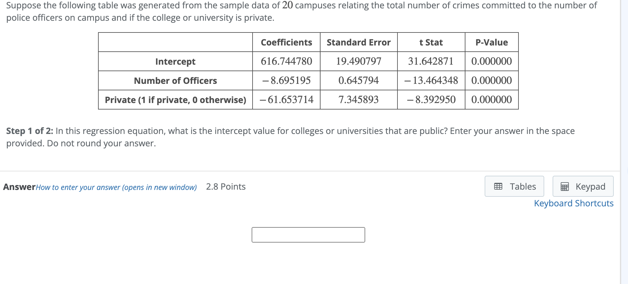 Solved Suppose the following table was generated from the | Chegg.com