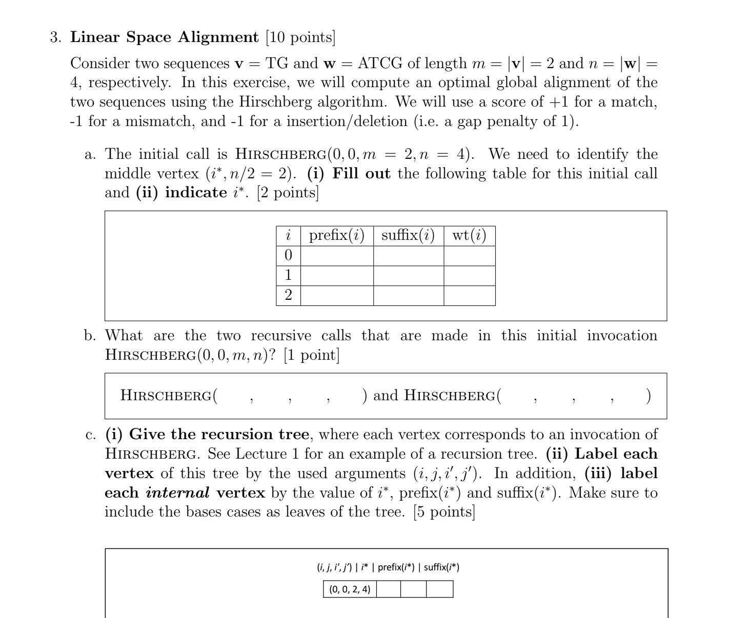 Solved Linear Space Alignment [10 ﻿points]Consider two | Chegg.com