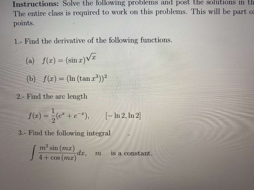 Solved Instructions: Solve the following problems and post | Chegg.com