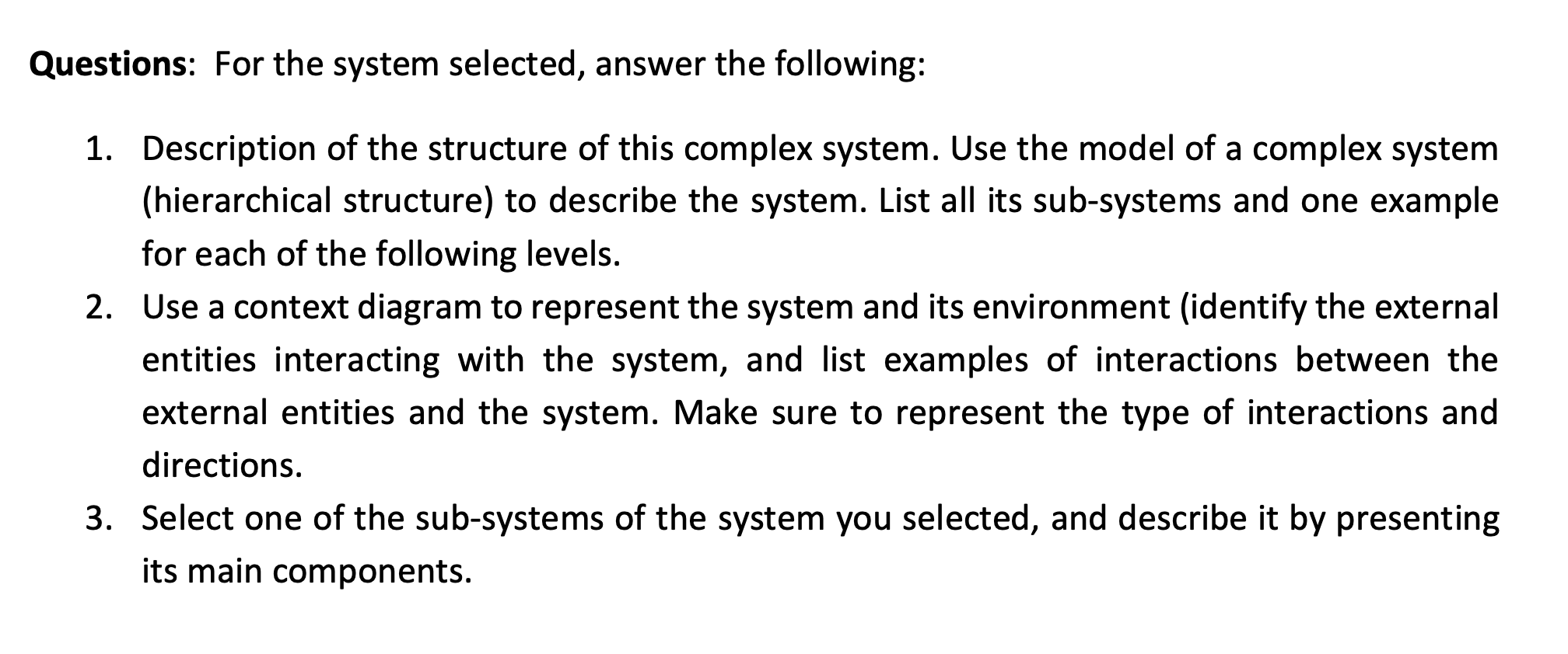 Solved Part 1: Structure Of Complex Systems Chose One | Chegg.com