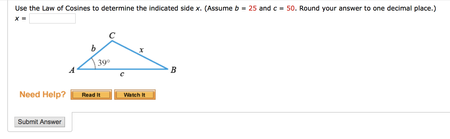 Solved For triangle ABC with sides a, b, and the Law of | Chegg.com