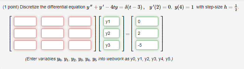 (1 point) Discretize the differential equation y