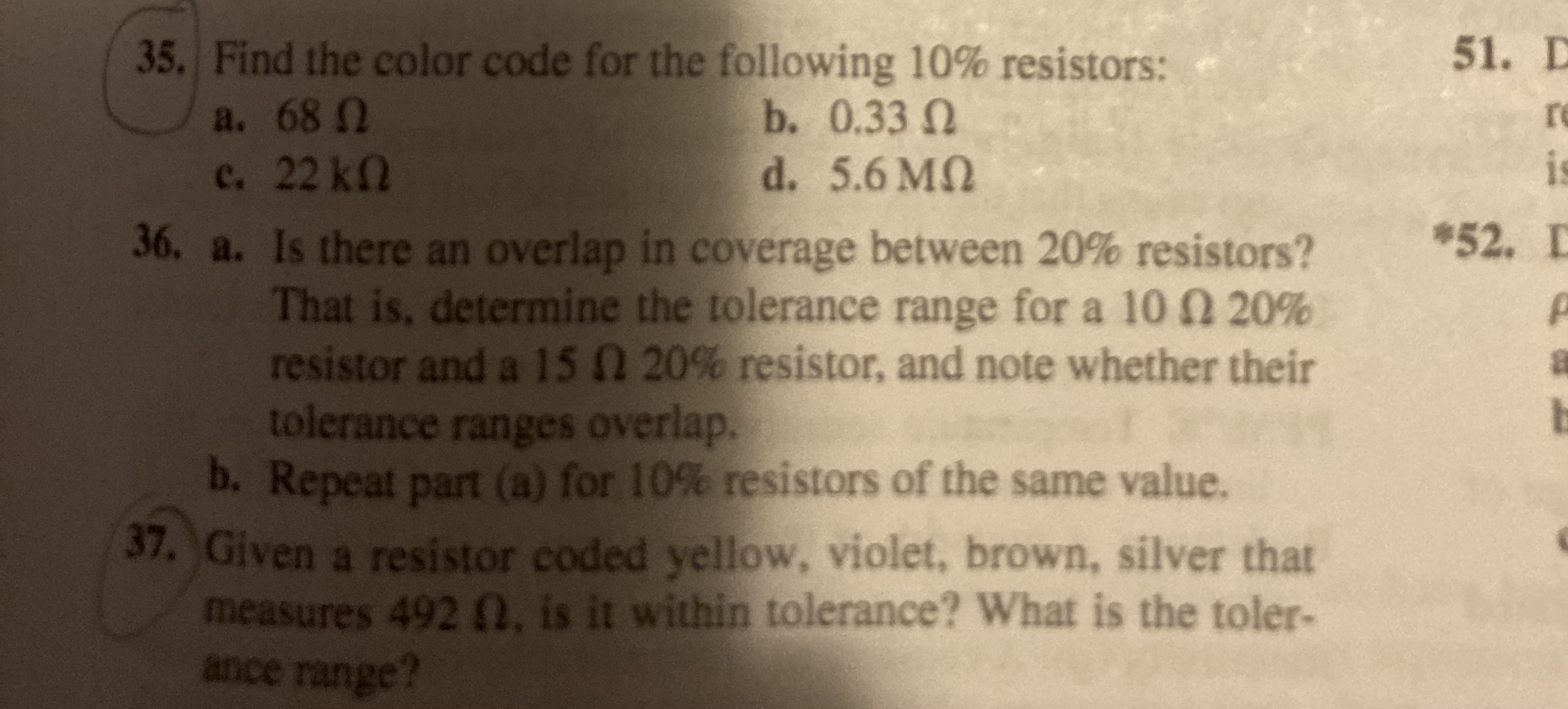 Solved 35. Find the color code for the following \10