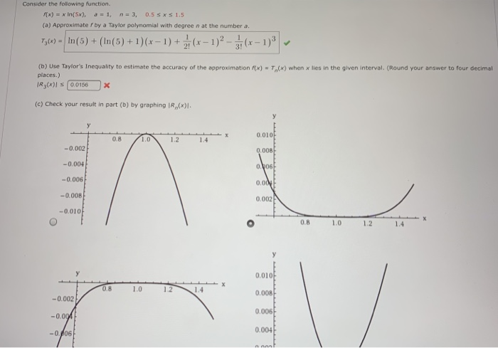 Solved Consider the following function. (x) = x In(5x), a = | Chegg.com