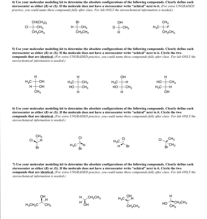 Solved Use your molecular modeling kit to determine the | Chegg.com